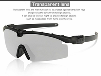 Lunettes de soleil polarisées tactiques 3 lentilles interchangeables pour le cyclisme/tir Lunettes de protection UV400 Sports de plein air pour hommes