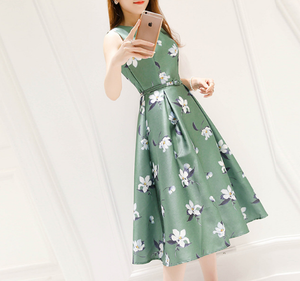 Vestidos de Verano para Mujer, Estilo Casual, <span class=keywords><strong>Elegante</strong></span>, Estampado Floral, Sin Mangas, Venta al Por Mayor de Fábrica - Product Image 6