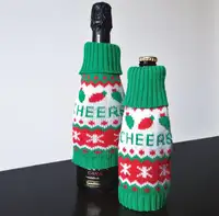 와인 또는 맥주 니트 크리스마스 스웨터 병 커버