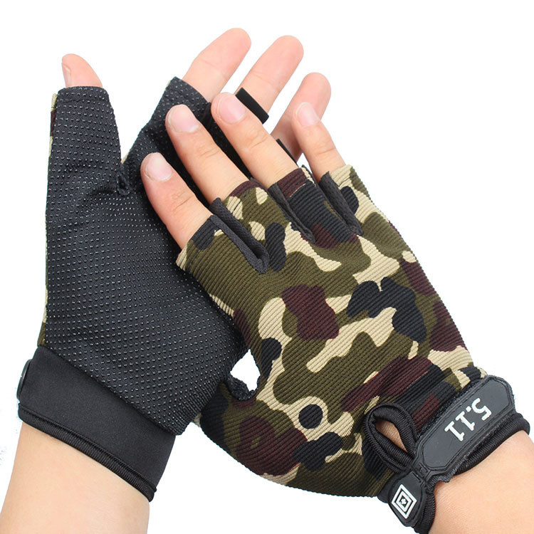 Оптовая продажа, мужские защитные нейлоновые камуфляжные полуперчатки с индивидуальным логотипом