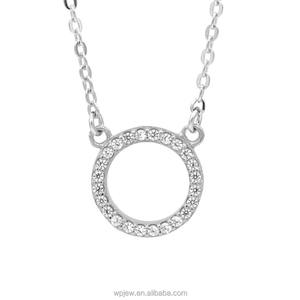 925 Sterling Silver Cubic Zirconia CZ Circle <b>Crystal</b> <b>Necklace</b> Jewelry for Women - Product Image 3