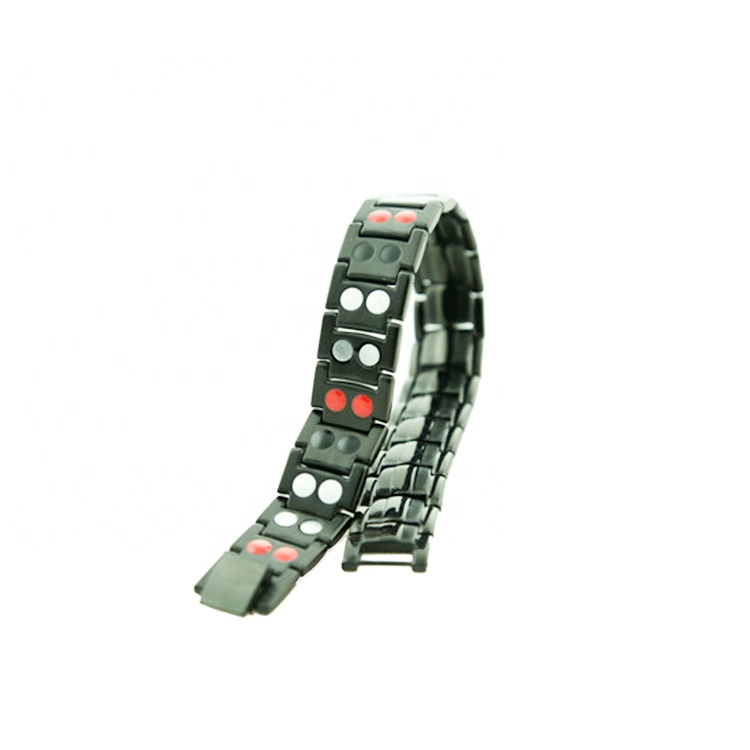 Classic Black Stainless Steel Quantum Energy Bracelet For Wellness