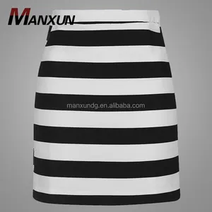 New Fashion Clothing Women Corporate Skirt Designs Black And White Stripe Tight Short Dress Sexy Girls Mini Skirt