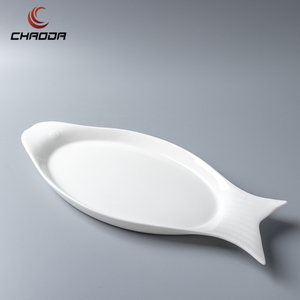 Ensemble d'assiettes de table en porcelaine, vaisselle irrégulière en forme de <span class=keywords><strong>poisson</strong></span>, assiettes et assiettes de table en céramique de 14 pouces 2 pièces - Product Image 5