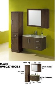 Hotel austrália bacia de lavatório personalizada, pvc piso do banheiro unidade de vanity madeira espelhado pendurado pia banheiro armário - Product Image 6