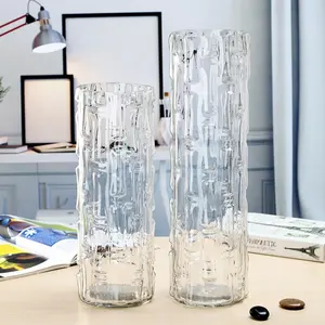 WONDER well selling engraved cylinder glass vase hydroponic glass vase for plant and flower