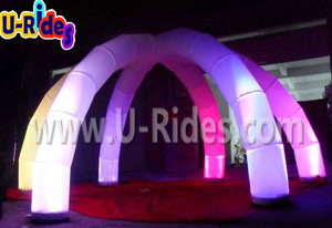 Prezzi di fabbrica aria ballerino luminoso di colore viola di illuminazione tenda a ragno gonfiabile tenda ad arco gonfiabile con LED - Product Image 2