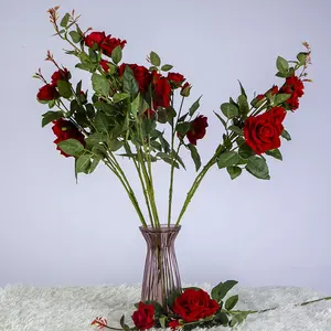 Venta al por mayor flores artificiales barato artificial Rosa ramo artificial mini Rosa flor