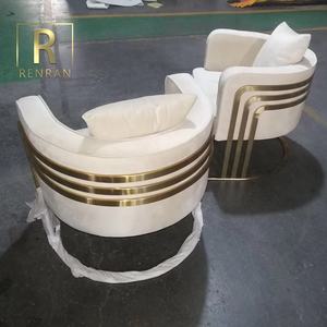 Đồ Nội Thất Phòng Khách Sang Trọng Hiện Đại Thiết Kế Mới Nhất Đồng Thau Khung Kim Loại Nhung Ghế Tay Ghế Ghế Giải Trí - Product Image 5