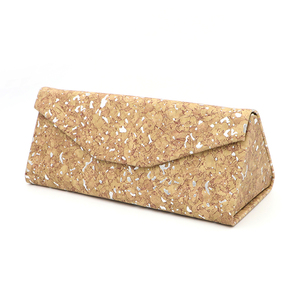 Atacado Moda Couro Dobrável Handmade Triângulo Magnético Caixa Dobrável Cortiça Óculos Caso Óculos De Sol Caixa De Embalagem