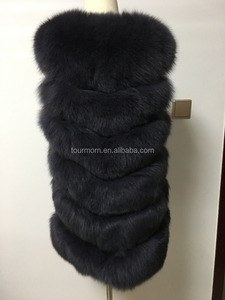 سترة فرو الثعلب الطبيعي 100% جديدة بدون أكمام معطف طويل سترة فرو الثعلب الطبيعي للنساء - Product Image 6