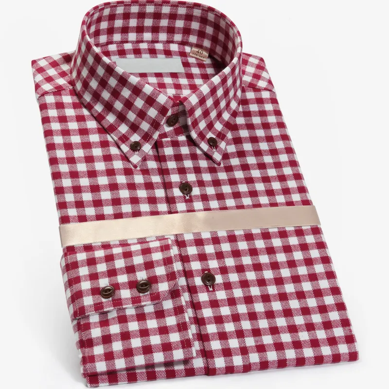 newly design mens dress shirts cotton winter comfortable red plaid christmas man shirts