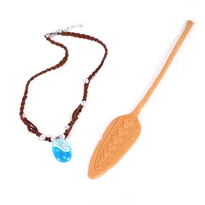 Princess Dress Up Moana Costume Accessories Set Seashell Necklace Flower Hairpins And Moana Spear-Adventure Movie Gifts