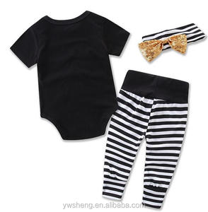 2017 di vendita caldo Divertente del bambino della ragazza dei vestiti dei bambini 3 pezzi abiti set pagliaccetto pant con <span class=keywords><strong>paillettes</strong></span> fascia - Product Image 3