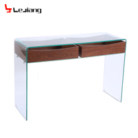 Table console en acier inoxydable de haute qualité avec miroir, en plexiglas noir cristal métallique, échantillon gratuit