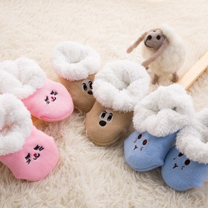 Outono Inverno Novas Crianças Meias Grossa Dos Desenhos Animados Bonito Não-Slip Criança Anti Slip <span class=keywords><strong>Polar</strong></span> Fleece Meias Bebê