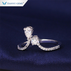 Tianyu gemas finas irregulares jóias baratas 925 prata esterlina banhado a ouro moissanite anel para meninas