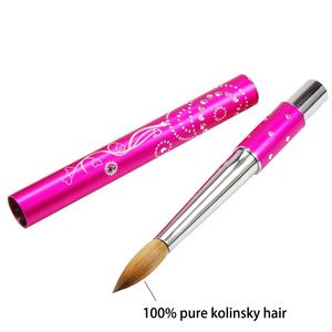 Tay Cầm Kim Loại Màu Hồng Và Đen Chất Lượng Hàng Đầu 100% Kolinsky Nguyên Chất Tóc Tròn Acrylic Nail Art Brush Nhật Bản Kolinsky - Product Image 3