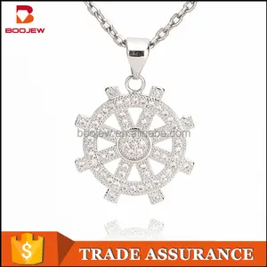 Personalized round shaped thick chain white gold necklace price in malaysia 925 sterling silver women pendant necklace