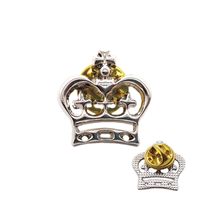 Épinglette en métal personnalisée en forme de couronne gravée avec logo, pour la décoration, vente en gros