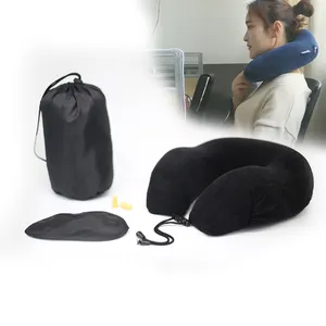 Kit de viaje Popular para adultos, bolsa de transporte para máscara de ojos, tapones para los oídos, almohada para el cuello, soporte personalizado de espuma de memoria Cervical para acampar, 223