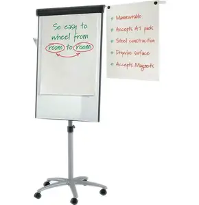 Hoge Kwaliteit Magnetische Mobiele Flip Grafiek Ezel Whiteboard Stand Met Wielen Voor Vergaderruimte