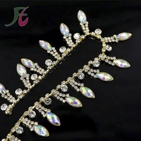Mode oeil de cheval or AB strass tasse chaîne garniture coudre sur verre cristal décoratif pour artisanat mariée Applique vêtements collier