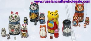 ตุ๊กตาแมวไม้แบบรัสเซีย งานฝีมือศิลปะพื้นบ้าน ลายเพ้นท์แบบชาติพันธุ์ ของตกแต่งสำหรับเจ้าของสัตว์เลี้ยง รุ่นขายส่ง - Product Image 2