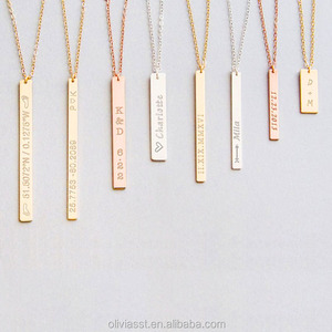 Lungo Layered Oro <span class=keywords><strong>Argento</strong></span> Riempito di Marcatura Laser Personalizzato Minimalista gioielli <span class=keywords><strong>Nome</strong></span> Placcato Barra Verticale Della <span class=keywords><strong>Collana</strong></span> - Product Image 2