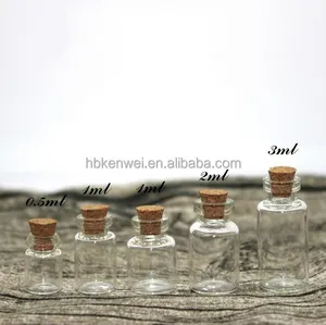 1ml 2ml 3ml Decoration Mini Glass Vials Cork Message Glass Bottle Vial Cork Small Glass Bottles Jars Corks