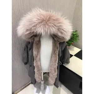 Pudcoco-Parka d'hiver pour enfants, coque Camouflage, vraie fourrure de lapin, veste doublé, manteau