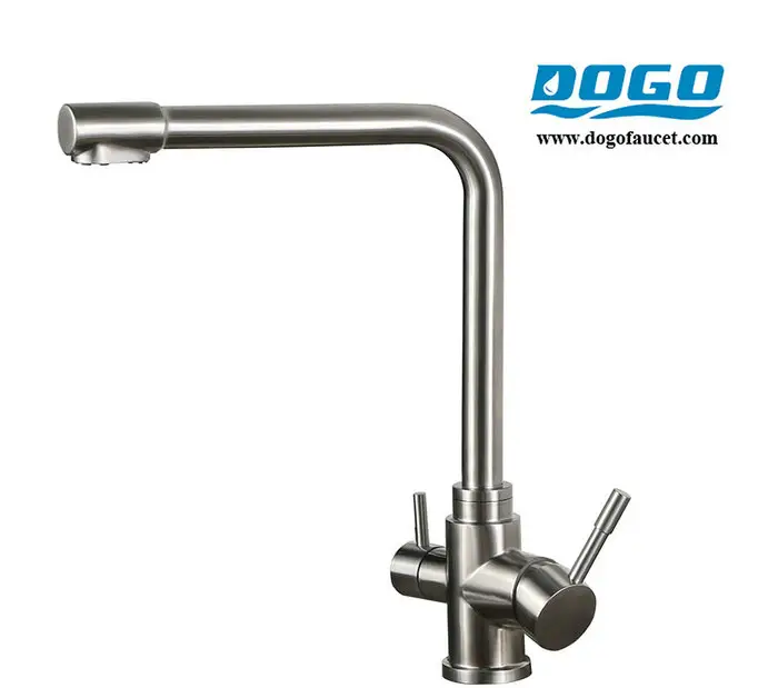 3 vías filtro de agua grifos de acero inoxidable giratorio agua potable cocina fregadero grifo