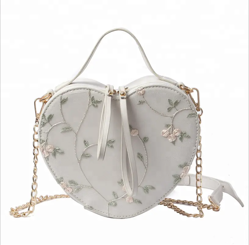 Ins Fairy Hot Sale Small Bag 2018 Summer New Embroidered Peach Heart Fashion Chain Handbag Wholesale Support Small Order