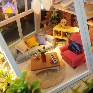 卸売DIYアクセサリー3D屋根裏家モデルジグソードールハウス手作りミニチュアハウス防塵付き - Product Image 4