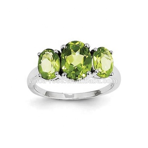 Semi preziosi tre pietre Peridot gemma anello bellissimo anello da dito prezzo all'ingrosso - Product Image 2