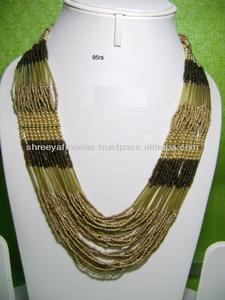 Multi-Layer Link <b>Glass</b> Seed Bead Long Necklace for Evening Party & Anniversary Wear - Product Image 2