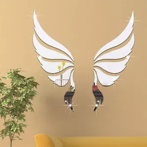 Beautiful Angel Wings Acrylic 3D Wall Mirror Stickers For Living Room