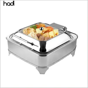 Philippines Suppliers 6-Liter Hydraulic Square Chafing Dish Electric Bain Marie Buffet Food Warmer for Hotel & Restaurant Use