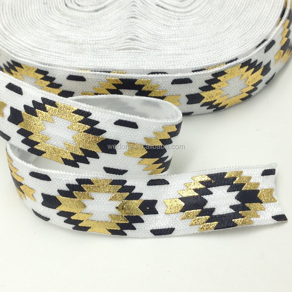 Высококачественная эластичная ацтекская складывающаяся лента 5/8 дюйма из черной и золотой фольги для эластичной ленты «сделай сам» головные уборы 100 ярдов/лот