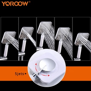 YOROOW <span class=keywords><strong>Set</strong></span> Mixer Kamar Mandi, Keran Dinding Kamar Mandi 5Jet ABS Kepala Tangan Persegi Harga Pabrik