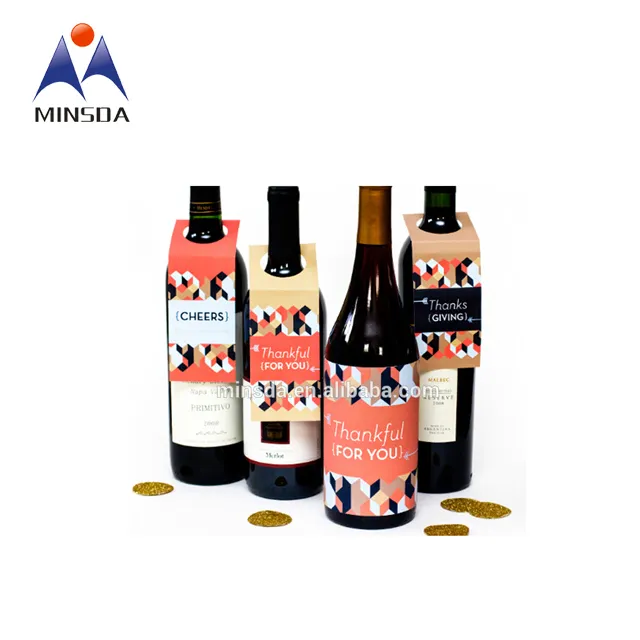 Minsdaカスタム印刷されたワインボトルネックタグは、ワインボトルワインセキュリティタグのタグを掛けます