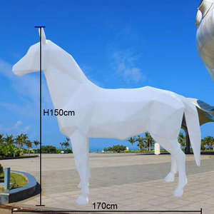 Modern pembe renk soyut reçine hayvan geometrik küçük fiberglas at heykelleri ev dekorasyon için - Product Image 5