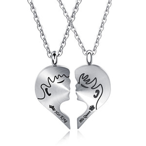 Wholesale Her king <strong>and</strong> His Queen Stainless Steel Couple Necklaces - Product Image 1