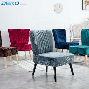 Ev mobilyaları kolsuz ahşap kumaş terlik sandalye altın metal bacak oturma odası için - Product Image 4