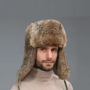 전문 도매 모피 겨울 토끼 러시아 스타일 동물 패션 모피 모자