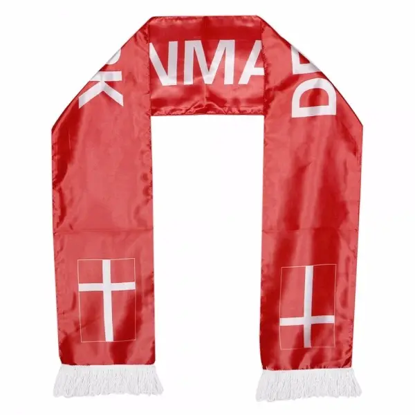 Custom Logo Denmark Palestine Zijde 100% Acryl Gebreide Jacquard Geweven Vlag Winter Sjaal Voor Voetbal Voetbal Sport Team Fan