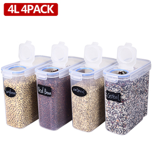 Bộ 4 Hộp Đựng Thực Phẩm Khô Kín Khí Bằng Nhựa 4L Bán Chạy Bộ Sắp Xếp Ngũ Cốc Nhà Bếp - Product Image 2