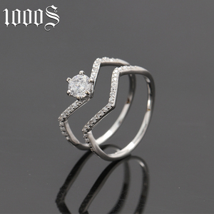 Fashion Promise <strong>Rings</strong> <strong>Set</strong> 925 <strong>Silver</strong> Wedding Engagement Bridal <strong>Set</strong> for Lovers - Product Image 2