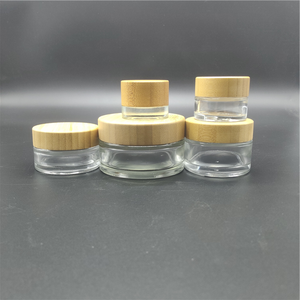 Pot en verre givré transparent avec couvercle en bambou pour cosmétiques et maquillage, disponible en 5g, 15g, 30g, 50g, 100g et <span class=keywords><strong>4</strong></span> oz. - Product Image 2