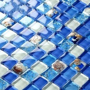 Bán Hot Toàn Cầu <span class=keywords><strong>Seashell</strong></span> Glass <span class=keywords><strong>Mosaic</strong></span> 3D Hồ Bơi Gạch - Product Image 1